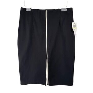 Amanda + Chelsea Black Pencil Skirt White Stripe Comfort Waist Womens Size M